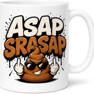 KUBEK Z ZABAWNYM NAPISEM „ASAP SRASAP” DO PRACY W KORPO