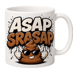 KUBEK Z ZABAWNYM NAPISEM „ASAP SRASAP” DO PRACY W KORPO