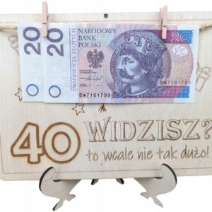 ZABAWNY ORYGINALNY PREZENT NA 40 URODZINY KOPERTA PIENIĄDZE ŻYCZENIA NAPIS