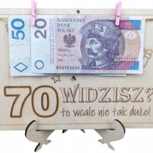 ZABAWNY ORYGINALNY PREZENT NA 70 URODZINY KOPERTA PIENIĄDZE ŻYCZENIA NAPIS