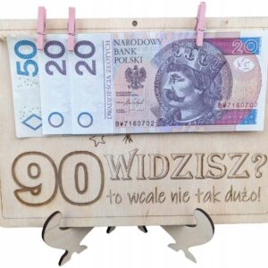 ZABAWNY ORYGINALNY PREZENT NA 90 URODZINY KOPERTA PIENIĄDZE ŻYCZENIA NAPIS