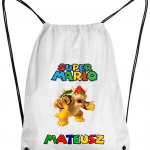 WOREK PLECAK NA BUTY KAPCIE STRÓJ WF Z NADRUKIEM SUPER MARIO PREZENT BOWSER
