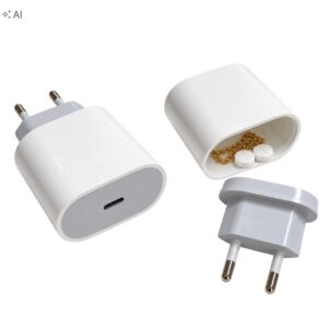 UKRYTY SCHOWEK ŁADOWARKA DO TELEFONU USB C NA TABLETKI PIENIĄDZE ZŁOTO