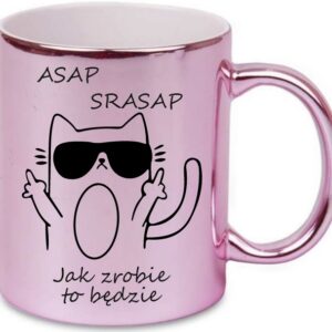 RÓŻOWY KUBEK PREZENT DO PRACY W KORPO ASAP SRASAP DLA PROGRAMISTY SPEDYTORA