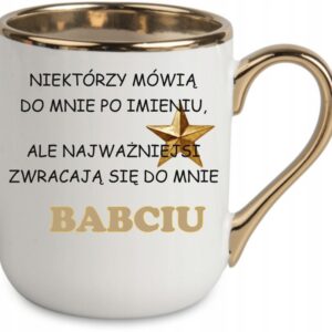 ZŁOTY WYJĄTKOWY ELEGANCKI KUBEK PREZENT DLA NA DZIEŃ BABCI DZIADKA UPOMINEK