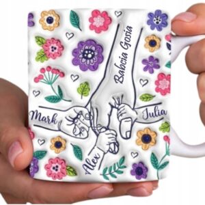 PREZENT NA DZIEŃ BABCI I DZIADKA PERSONALIZOWANY KUBEK Z IMIONAMI WNUIKÓW