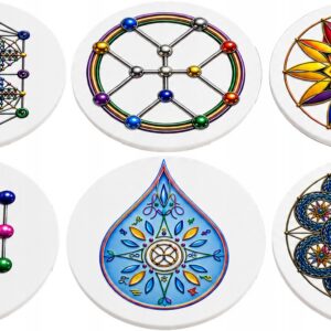 6X PODSTAWKA POD KUBEK SYMBOLE KEYLONTA ECKASHA KATHARA KWIAT ŻYCIA KOMPLET