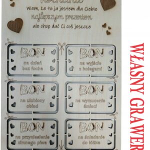 ŚMIESZNY PREZENT NA DZIEŃ CHŁOPAKA MĘŻCZYZNY GRAWER BON TWÓJ TEKST URODZINY
