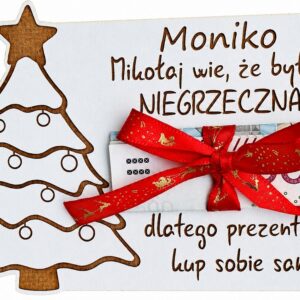 ŚWIĄTECZNY BON VOUCHER PIENIĄDZE ŚWIĘTA PREZENT MIKOŁAJKI NIEGRZECZNA
