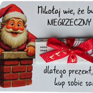 ŚWIĄTECZNY BON PODARUNKOWY PIENIĄDZE ŚWIĘTA PREZENT MIKOŁAJKI VOUCHER