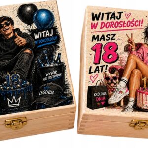 PUDEŁKO NA 18 URODZINY KOPERTA SKRZYNKA NA PIENIĄDZE PREZENT I ŻYCZENIA