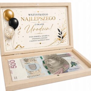PUDEŁKO NA URODZINY KOPERTA NA PIENIĄDZE PREZENT I ŻYCZENIA 18 20 30 40 50